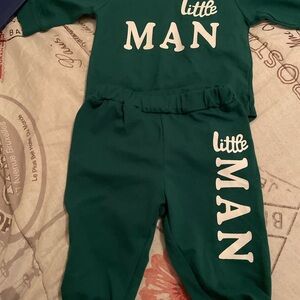 Green 'Little Man' Baby Outfit